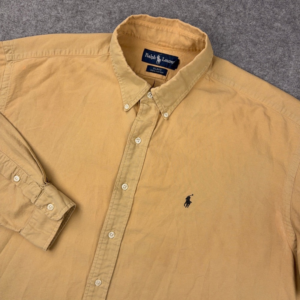 Ralph Lauren Blake Shirt Mens XL Tan Long Sleeve Button Down 100% Cotton Casual